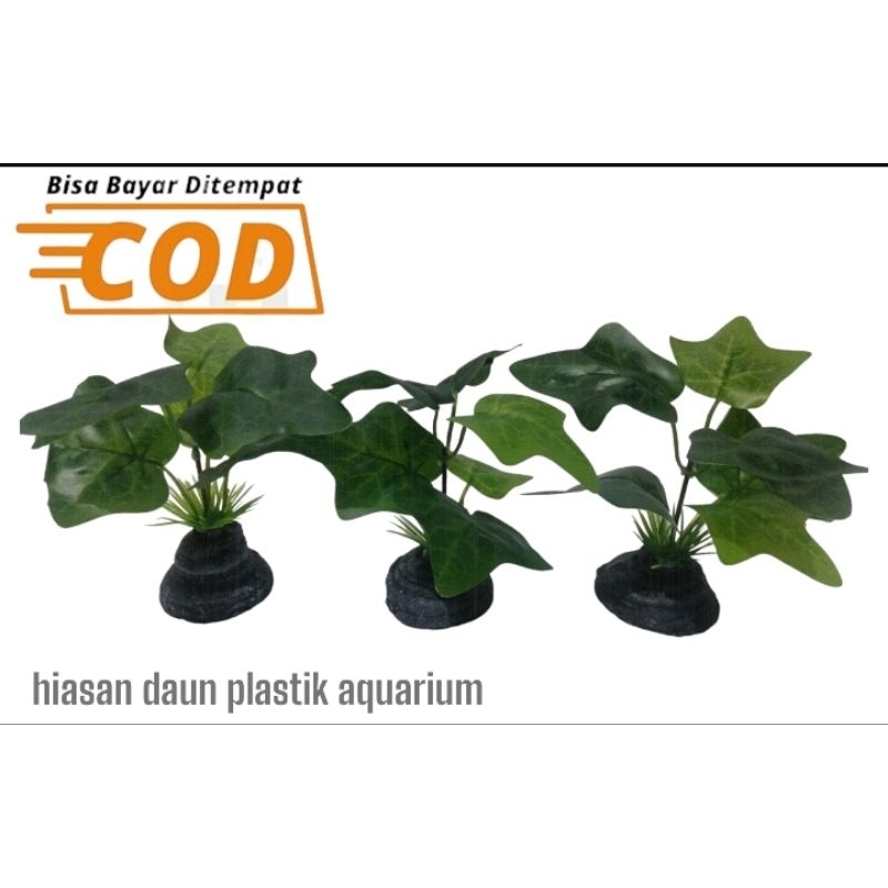 HIASAN AQUARIUM DAUN PLASTIK BESAR hiasan aquarium daun plastik