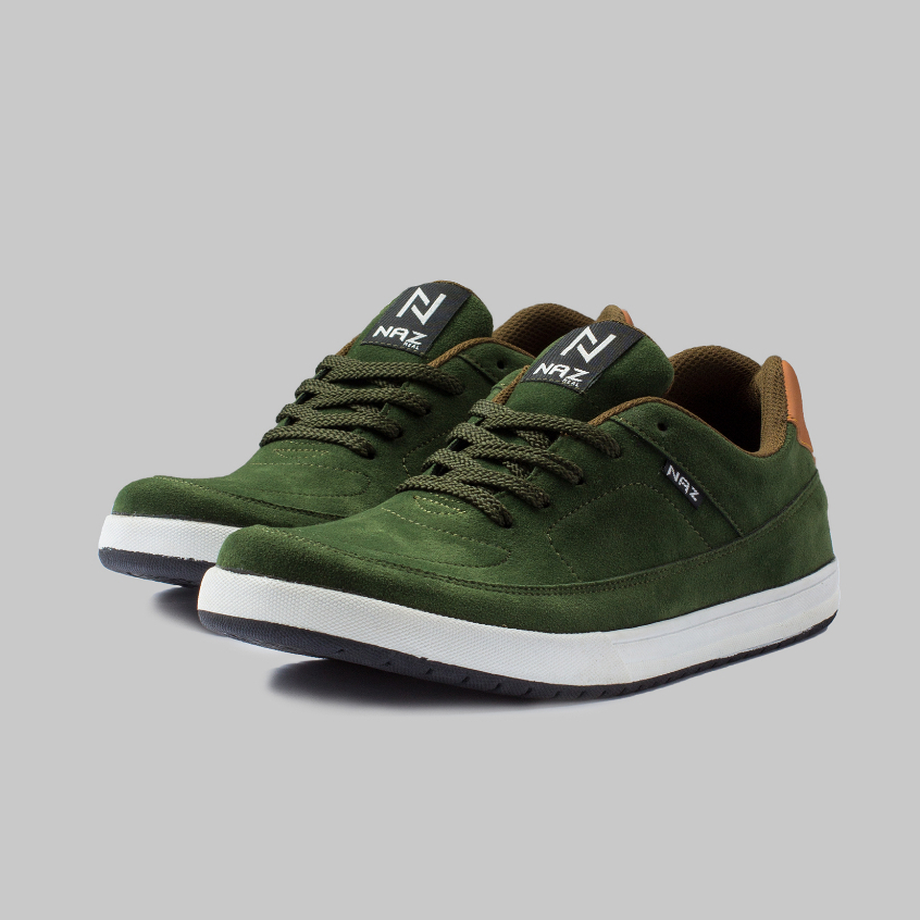 Sepatu Sneakers Pria Casual Green Army Kerja Kuliah Hangout Shoes Cowok Premium Trendi Original Naz Gustav