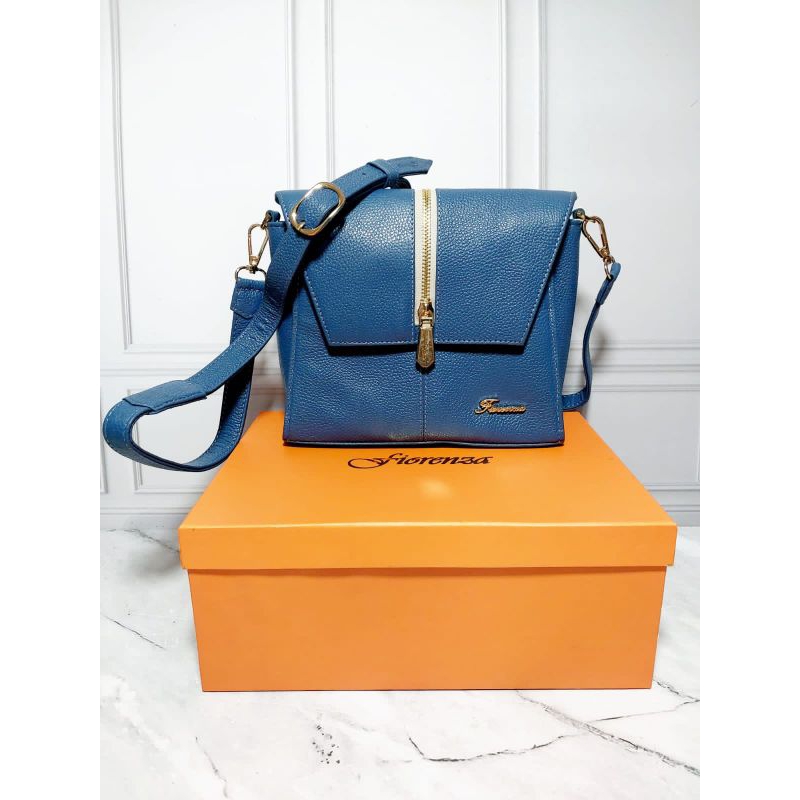 Fiorenza tas wanita kulit asli Aileen Blue Slingbag genuine leather