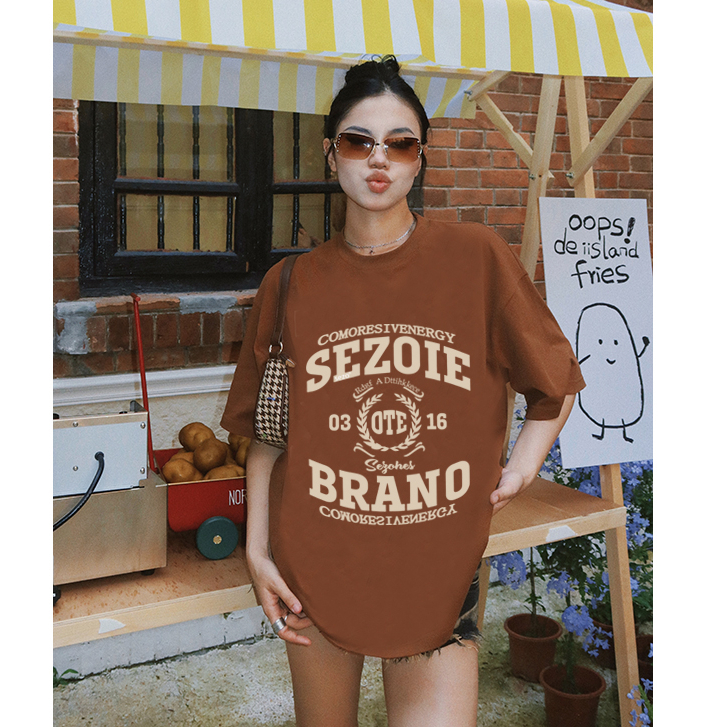 kaos oversize wanita import/american retro baju kaos wanita lengan pendek letter motif t-shirt