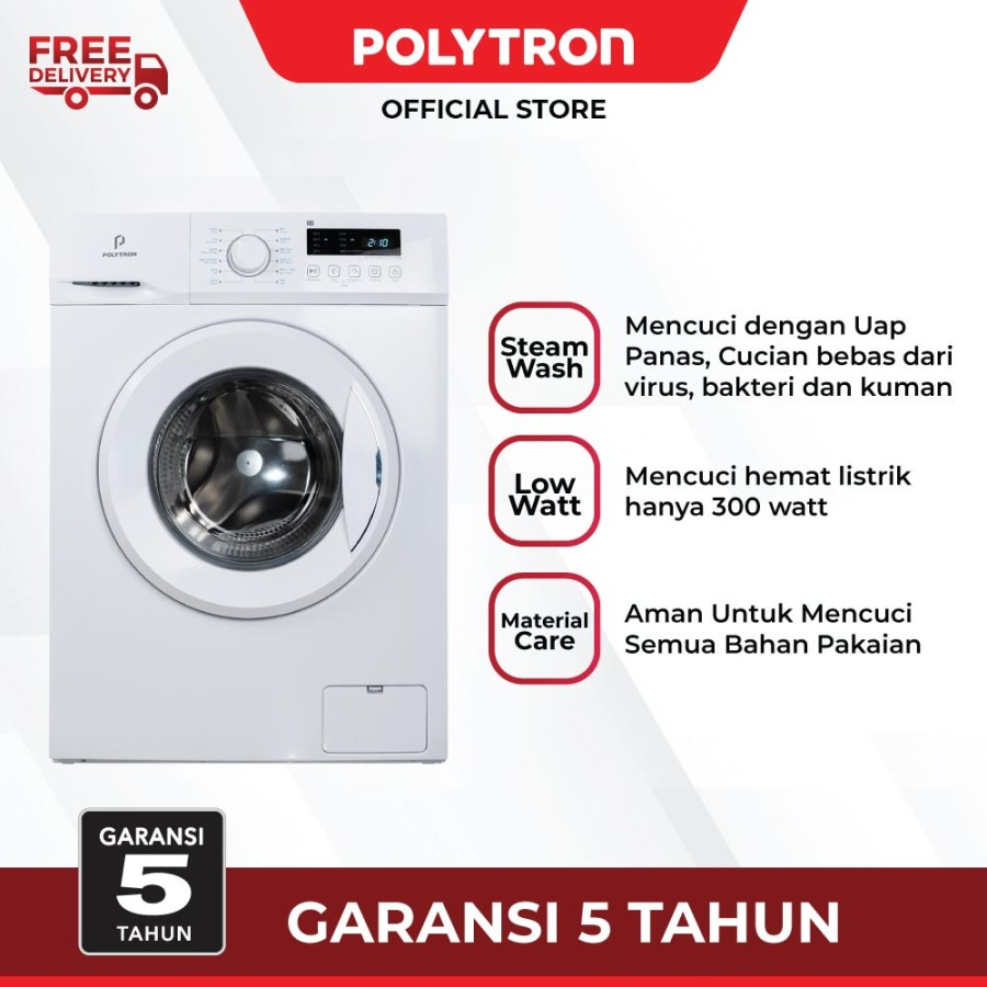 POLYTRON PFL 7051 / PFL7051 Mesin Cuci Front Loading Wonderwash Series 7 KG