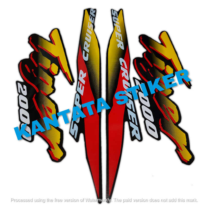 STIKER STRIPING LIS LES BODY MOTOR HONDA TIGER 2000 FULL HITAM KUNING STRIPING MOTOR TIGER 2000 SEPA