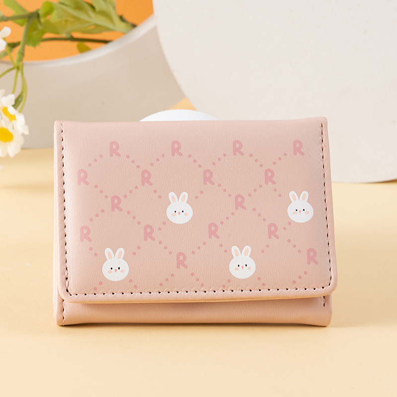 DOMPET LIPAT WANITA KOREA IMPORT KULIT PINK LUCU MOTIF KELINCI MINI WA730P3 TORINA KECIL KOIN BRANDED FASHION SIMPLE PREMIUM REMAJA CEWEK KEKINIAN PENDEK SLOT KARTU MURAH BATAM