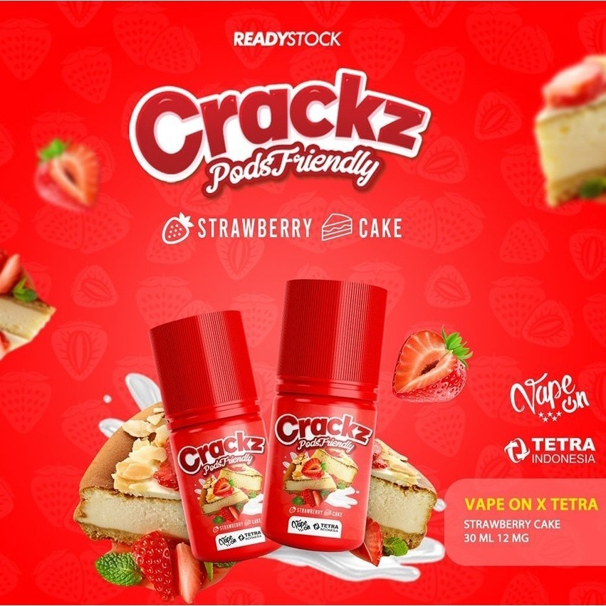 Crackz V5 Strawberry Cake Pod Friendly 30ML by Tetra x Vape On