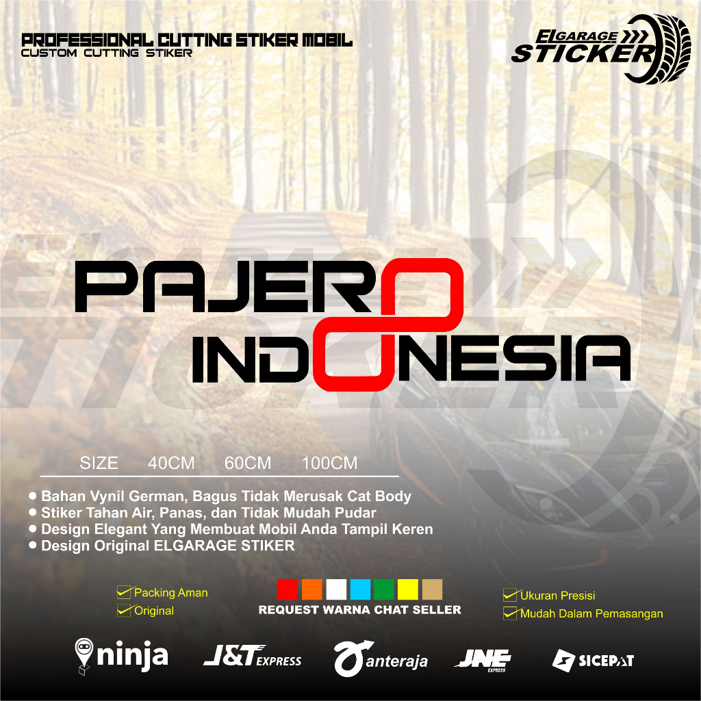 Stiker sticker logo pajero indonesia sticker cutting untuk body samping logo mobil pajero sport