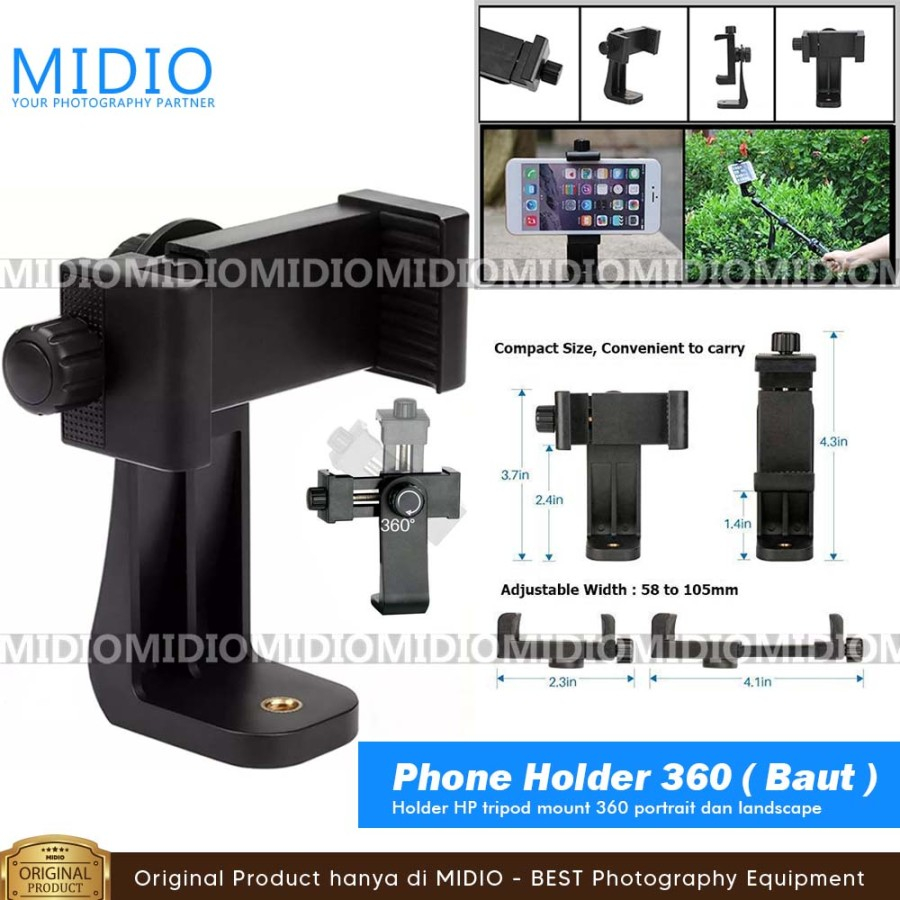 Holder HP Tripod Mount 360 Portrait dan Landscape - HOLDER BAUT
