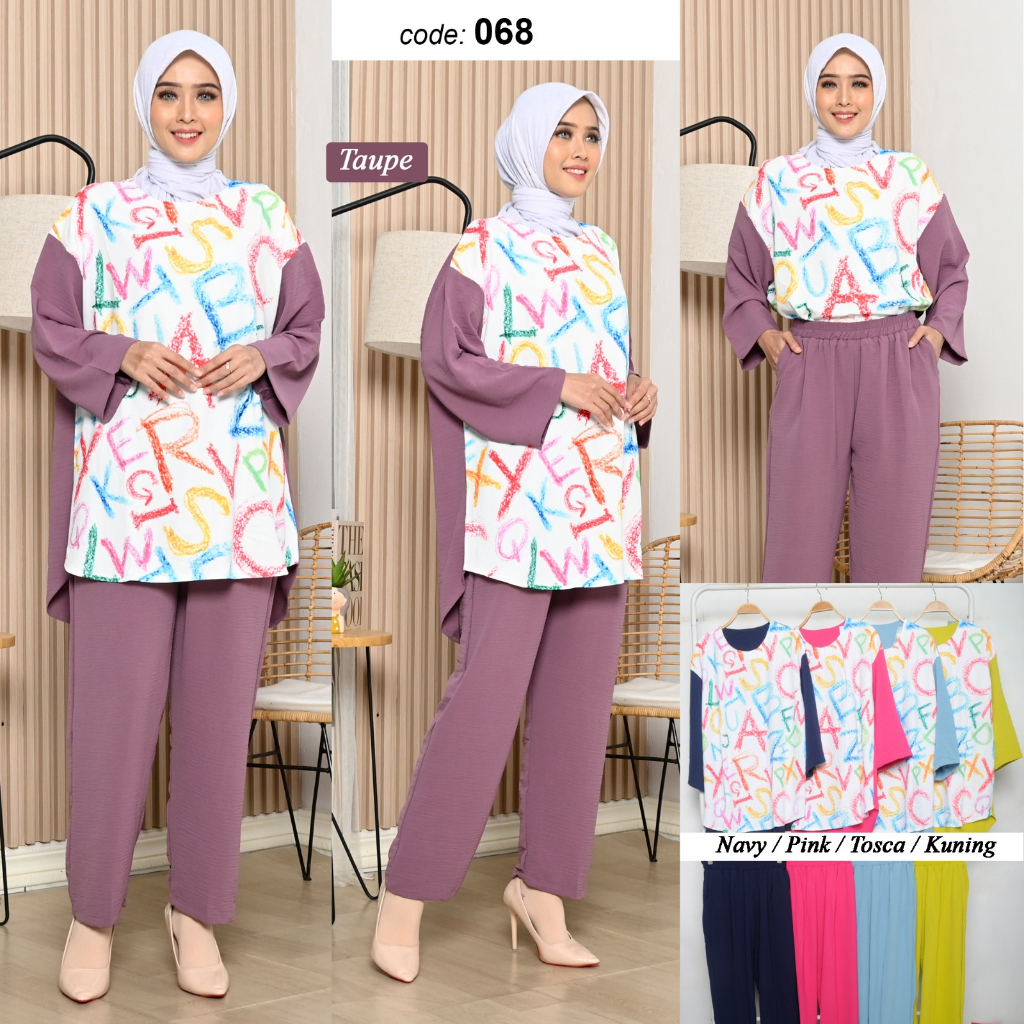 Setelan Tunik Crinkel Airflow / Set Blouse Jumbo LD 120