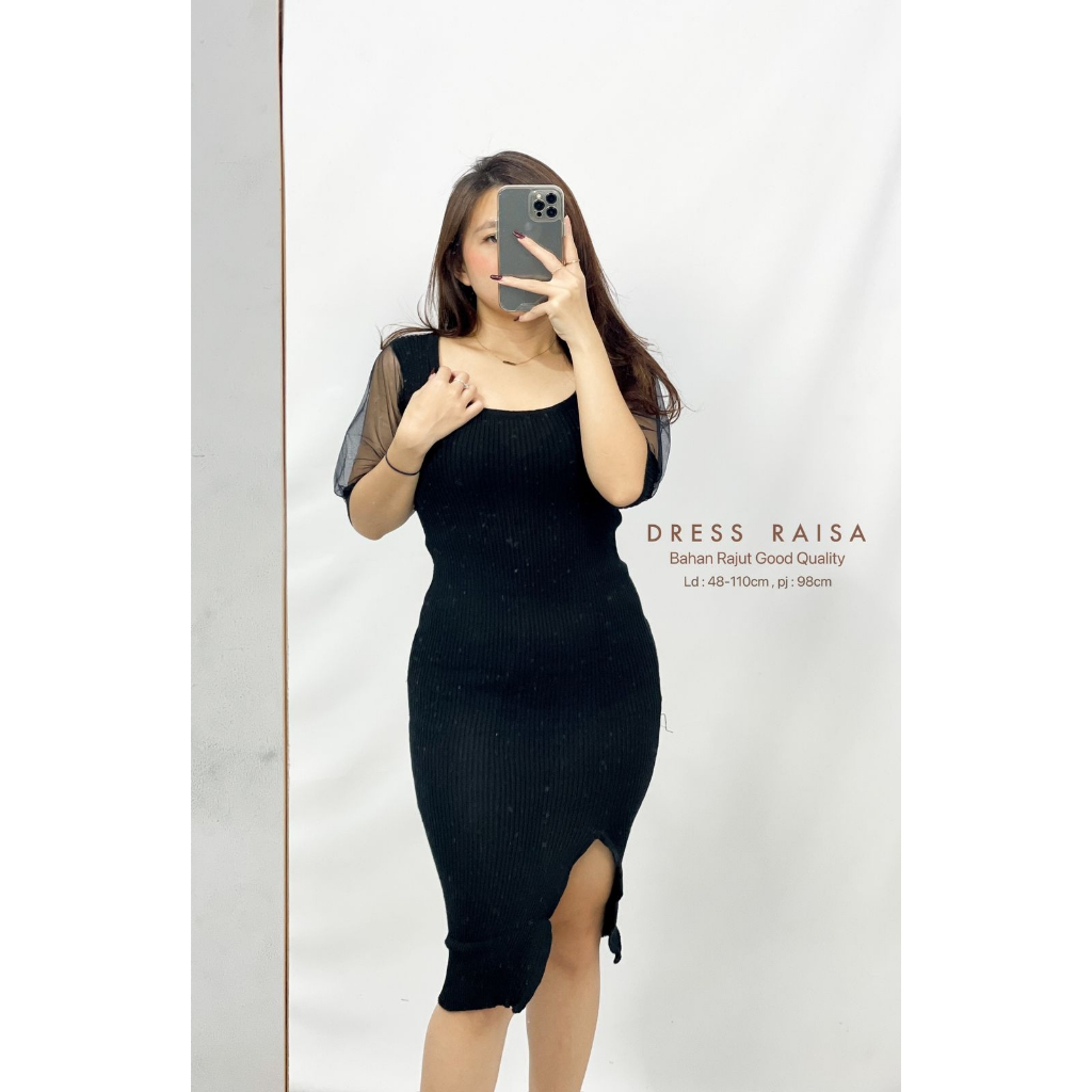 Basic id fashion Mini Dres lengan pendek / Dres rajut  kombinasi / Dres wanita raisa /