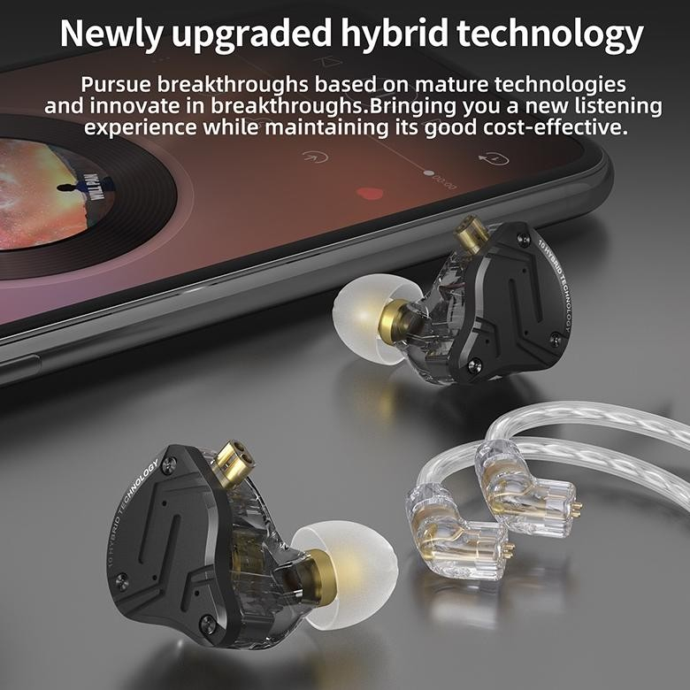 Knowledge Zenith IEM KZ ZS10 Pro X - with Mic - Dynamic Driver 1DD + 1BA - Garansi Resmi 1 Tahun