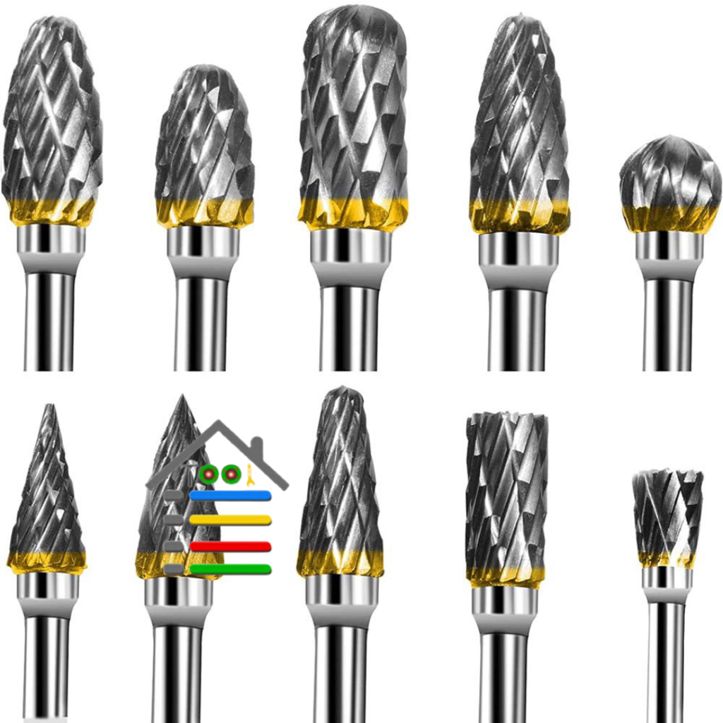 MATA BOR TUNGSTEN TUNER ROTARY CARBIDE MINI GRINDER SET 10 PC TCT DUAL GROOVE