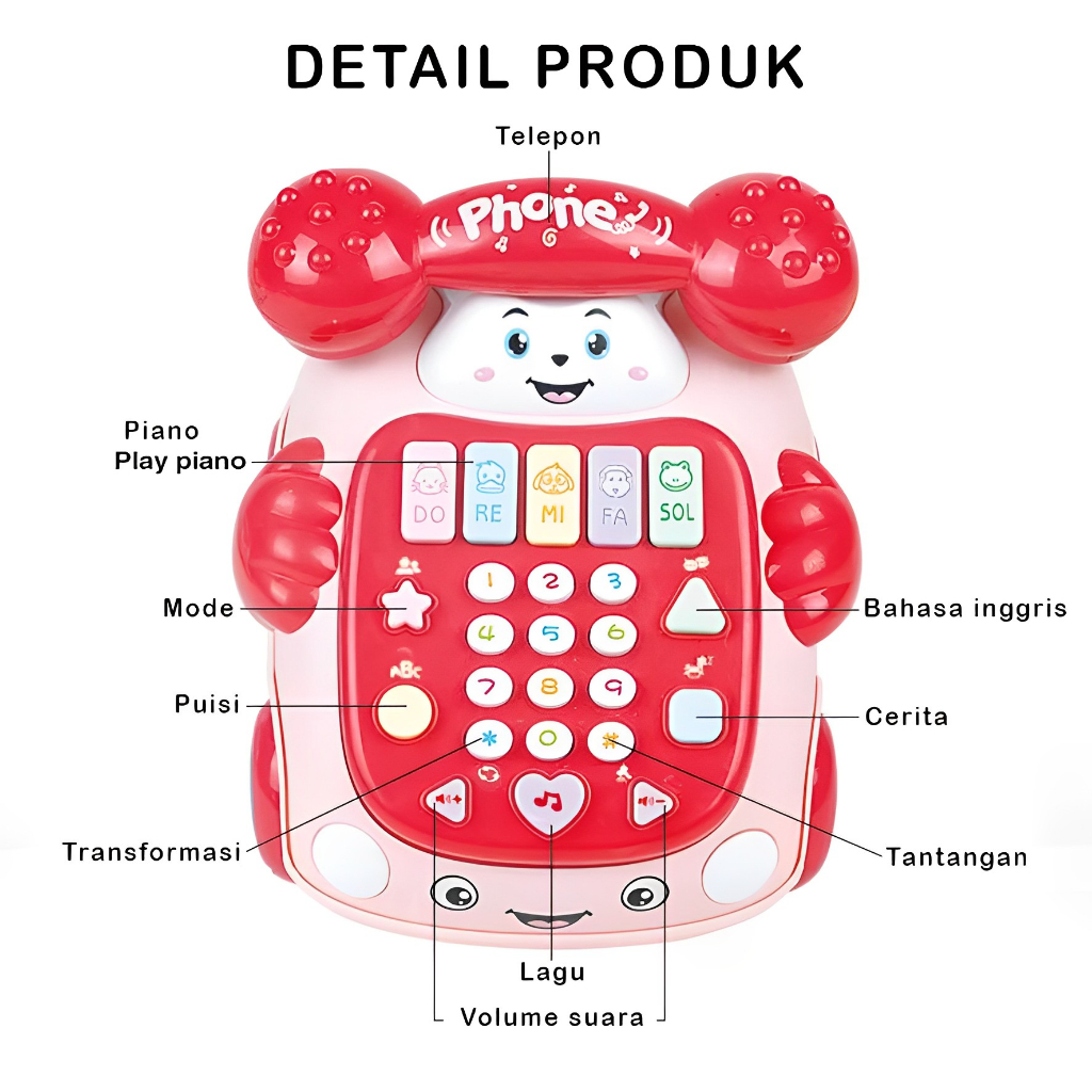 Car Phone Multifunctional Lamp &amp; Music | Mainan Telepon Anak Perempuan Lucu Mobil | Mainan Anak Cewek 2-3-4-5 Tahun