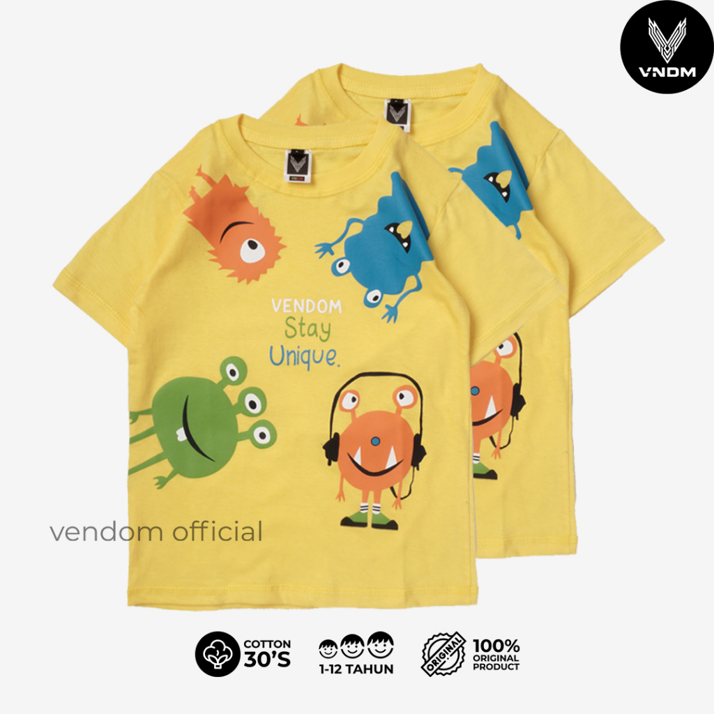 Vendom Kids Kaos Distro Anak Laki Laki &amp; Perempuan / Kaos unisex Umur 1-12 Tahun Cotton 30s Premium cotton