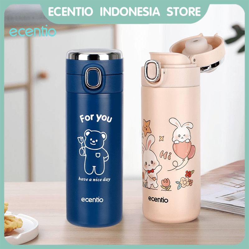 ecentio 420ml Led Display Termos Air Panas 304 stainless Vacuum Flask Botol/Kartun suhu thermos tumbler minum