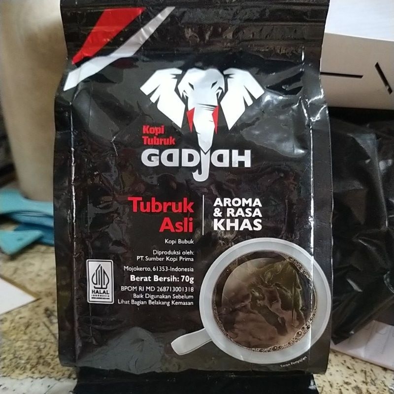 kopi tubruk gadjah 70g,per pcs.