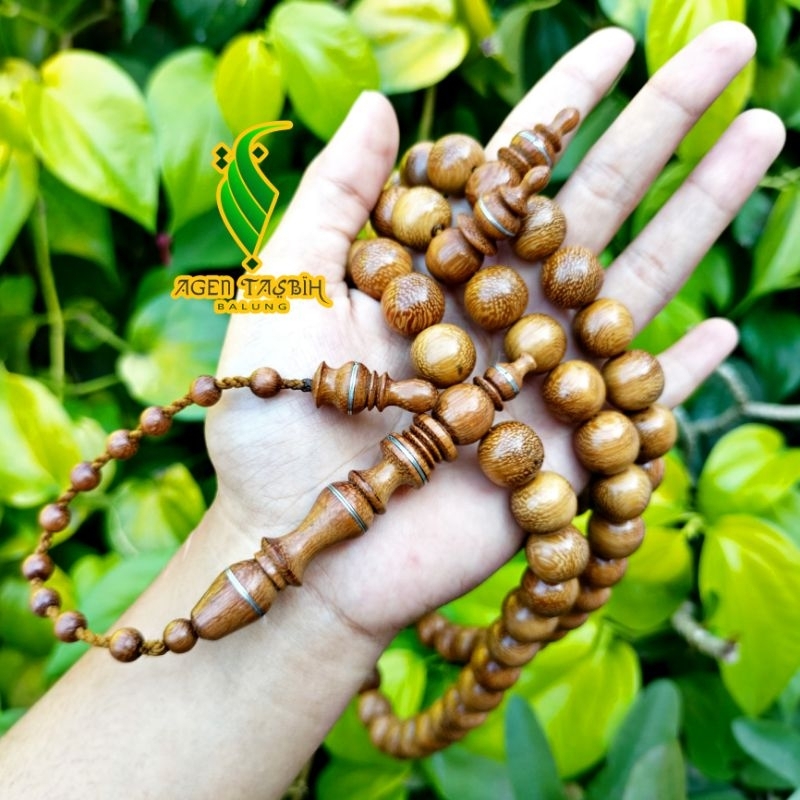 Tasbih Super Jumbo Kayu Kelor emas size 12mm