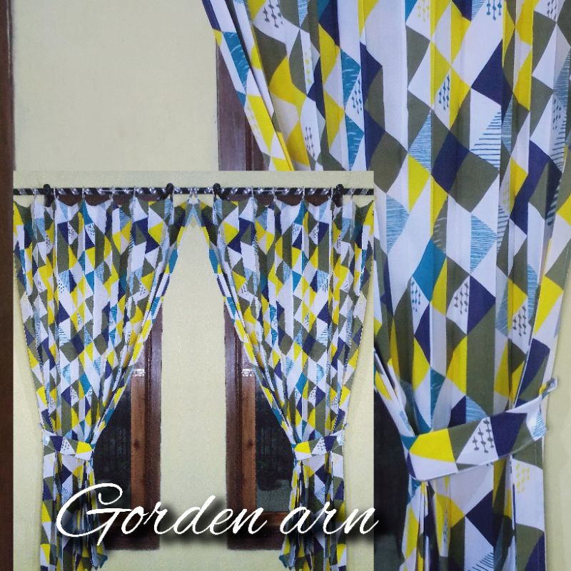 Gorden Plisket Jendela Pintu  Minimallis Motif Piramid