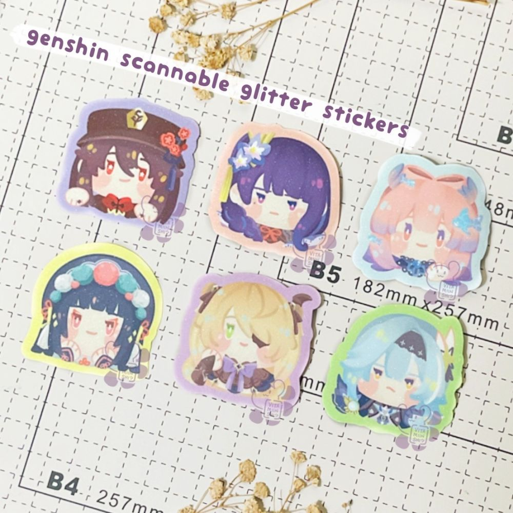 

VITAMIINSHI Genshin Glitter Sticker Pack #2 / Stiker Die Cut