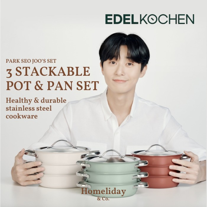 Edelkochen - 3 Stackable Pot Pan Stainless Steel [PARK SEO JOON set]
