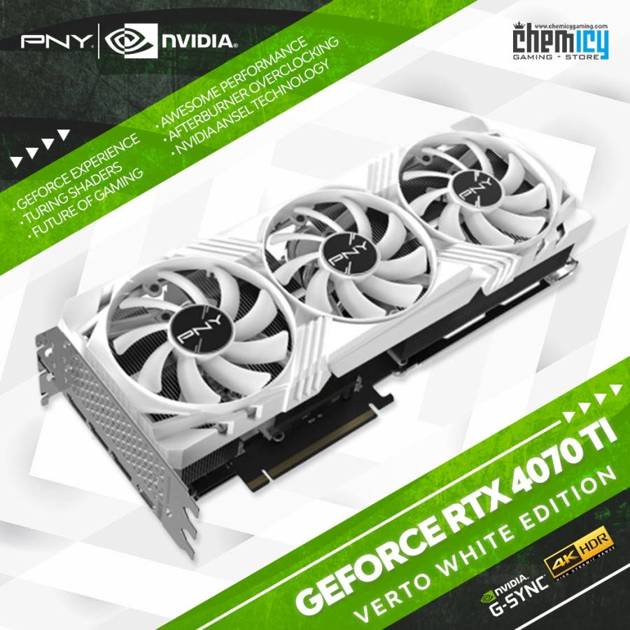 PNY Nvidia GeForce RTX 4070 Ti Verto Triple Fan White Edition 12GB