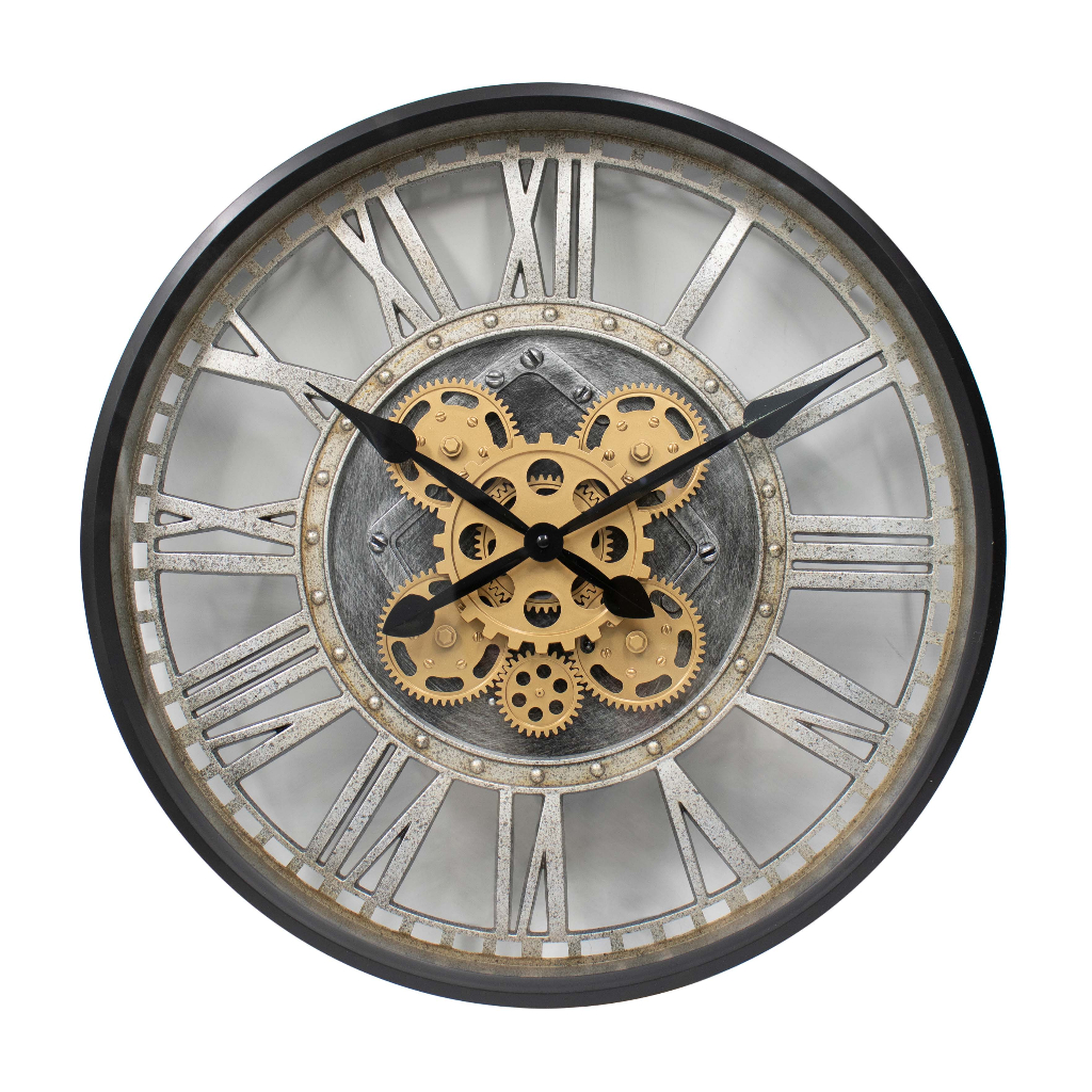 Atria Panama Jam Dinding Model Gear 50x50 Cm Black
