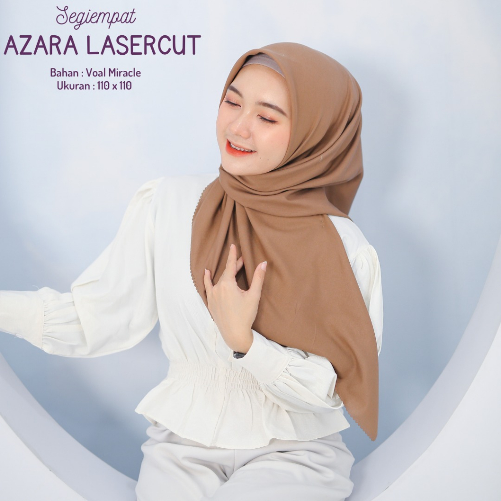 TERLARIS! Jilijab Segi empat Laser Cut Oskara Azara Voal Miracle Plain Azara Paris Premium Nyaman Dipakai | Bisa Cod