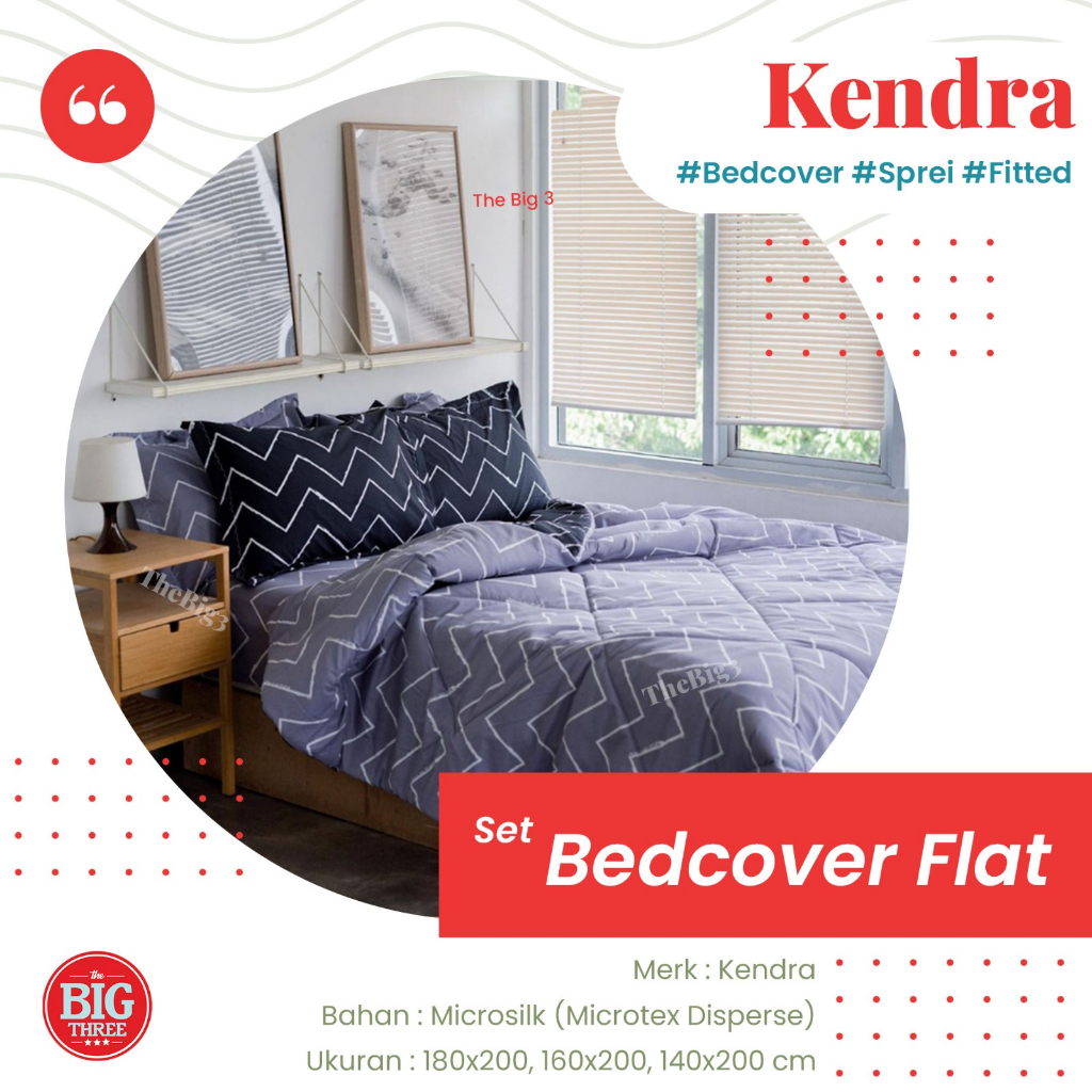 KENDRA Bedcover + Sprei 180x200 / 160x200 TANPA PRESS motif Serenity Blackforest Cat Alley Coffee House Tilda Tropicana Racing Car Blue Owl Iris  Little Star Erin Unicorn Cat Lover Honeycomb Arcadia Saranghae Forest Friends Nessa Pooh - King 180 BC