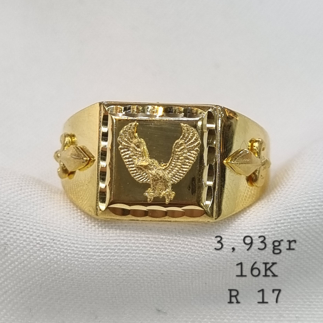 Cincin Cowok Emas Asli Kadar 700 70% 16K Motif Burung Elang