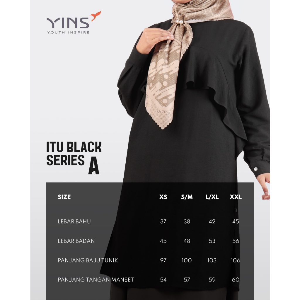 Inspire ITU BLACK SERIES Tunik Hitam Bahan Jasmine Airflow Dengan Varian Model Kekinian Muslim OOTD