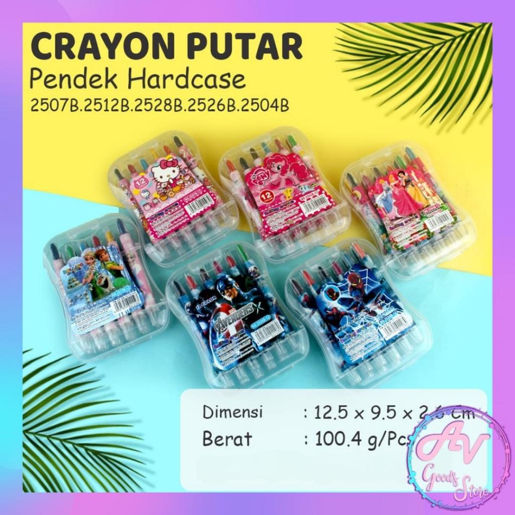

crayon / rolling oil pastel / CRAYON PUTAR PENDEK 12 WARNA HARDCASE 1011