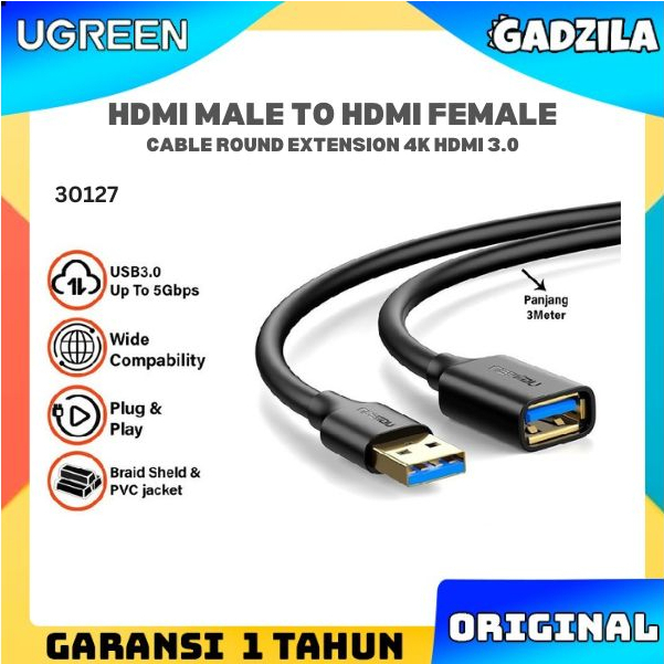 UGREEN Kabel Sambungan USB 3.0 Cable Round Extension High Speed Data Transfer Macbook Laptop 30127