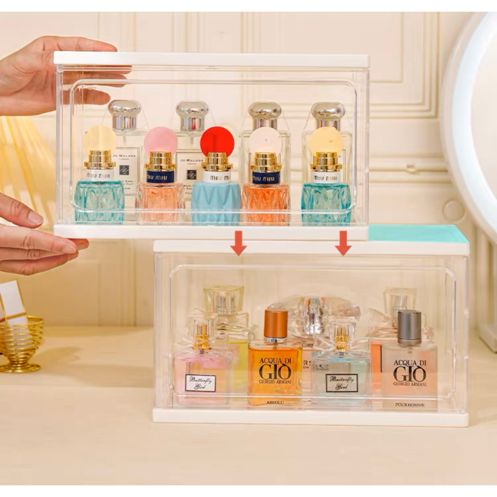 Rak Parfum Acrylic Organizer Tempat Kosmetik Tempat Parfum Serbaguna