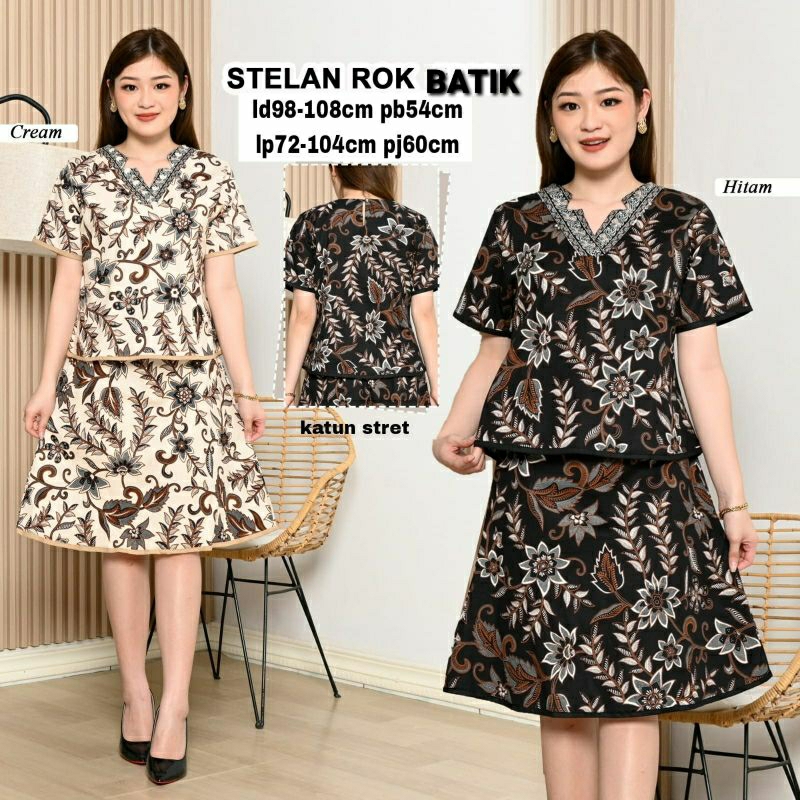 SETELAN ROK BATIK WANITA / STELAN MINI DRESS BATIK FASHION FIT XXL.288