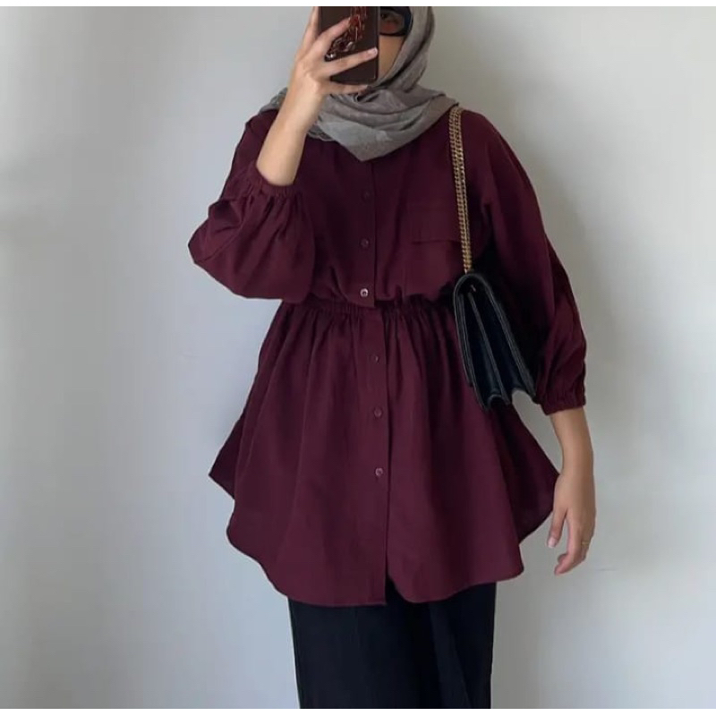 Blouse Polo Linen Busui Oversize Numa