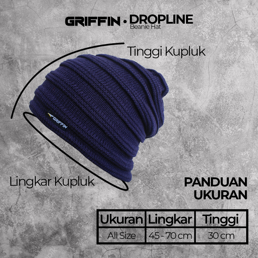 Kupluk Pria Beanie Hat Dewasa Rajut Tebal Motif Garis Keren Dropline