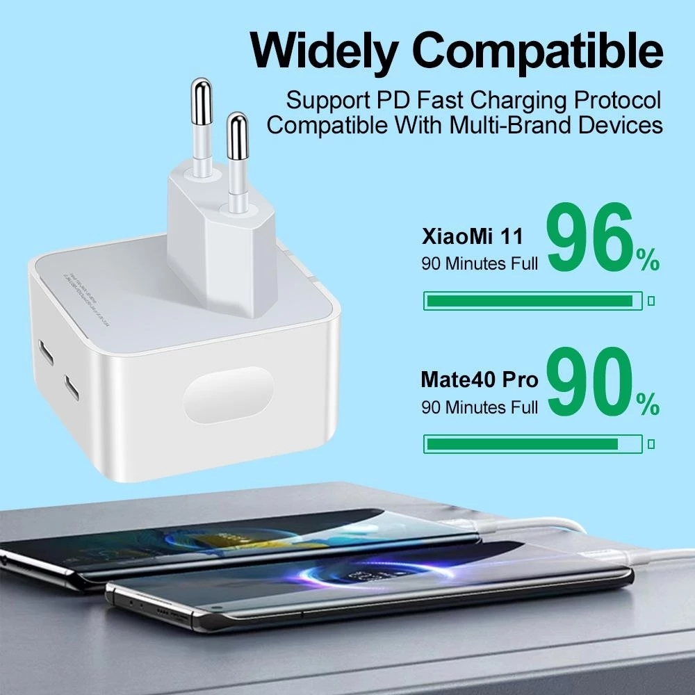 ADAPTOR KEPALA CHARGER 50 WATT 2 PORT USB C ORIGINAL ADAPTER FAST CHARGING 50W DUAL PORT TYPE USB C ORIGINAL