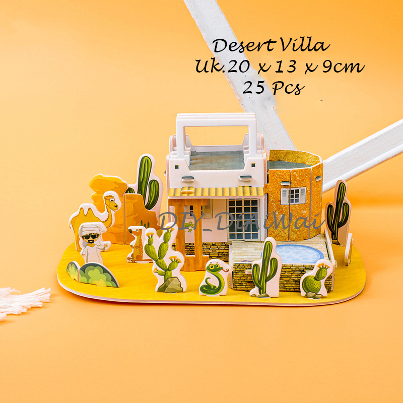 Puzzle 3D DIY bahan foam &amp; paper DESERT VILLA mainan puzzle edukasi anak (kado,pajangan,dekorasi)