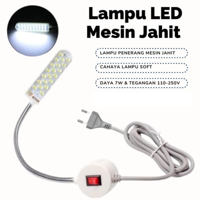 ( COD ) Lampu Mesin Jahit RL - MJ01 ROLINSON LED 30 Titik Magnet flexible 360 derajat 1,3meter 110-250 V cahaya PUTIH dengan tombol on off(PAKAI COLOKAN)