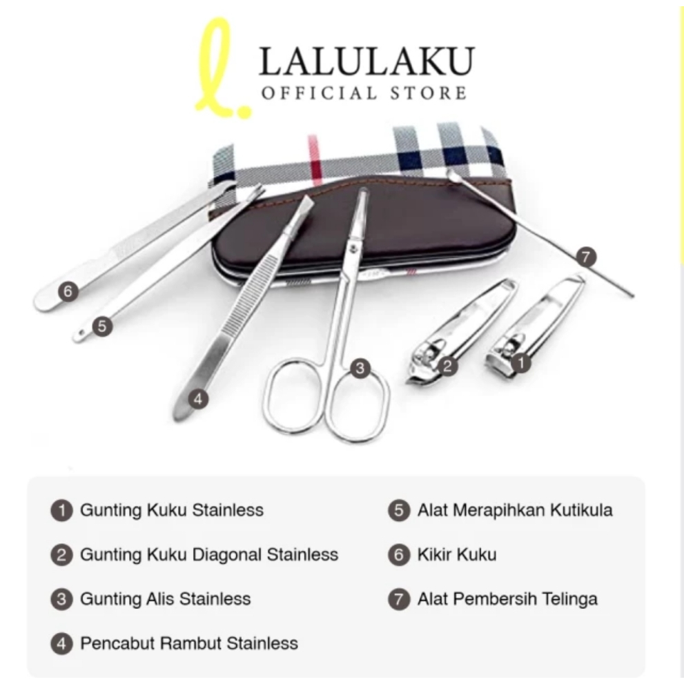 Alat Potong KUKU Set Manicure Pedicure Kotak Garis Batik