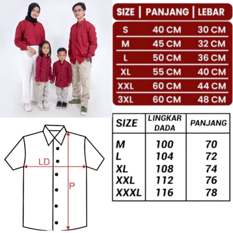 KEMEJA POLOS COUPLE AYAH DAN ANAK WARNA TRACOTA