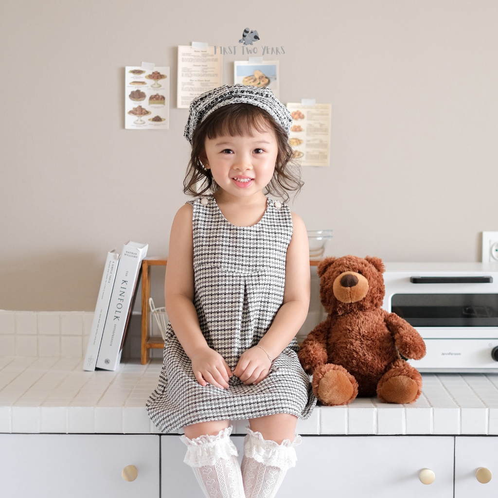 BELL&amp;BO MURAH POLLY DRESS SOFT TWEED DRESS ANAK PEREMPUAN TERUSAN A1B2C3