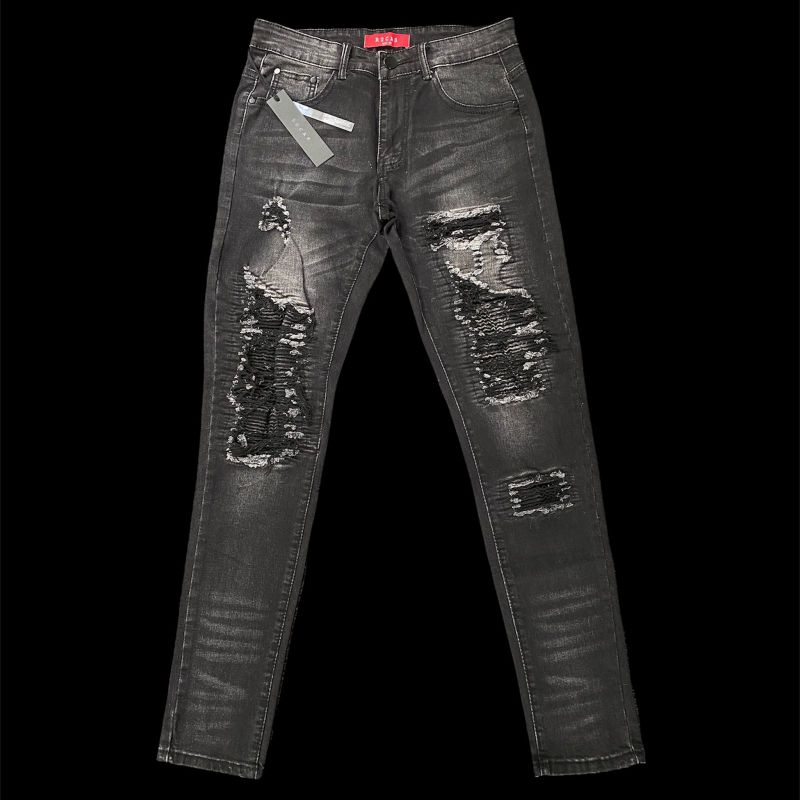 RUCAS S4 SHADOW BLACK BIKER JEANS
