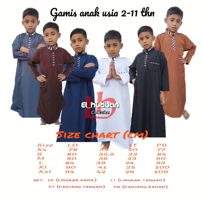 baju muslim anak gamis/jubah anak laki-laki usia 2-11 tahun