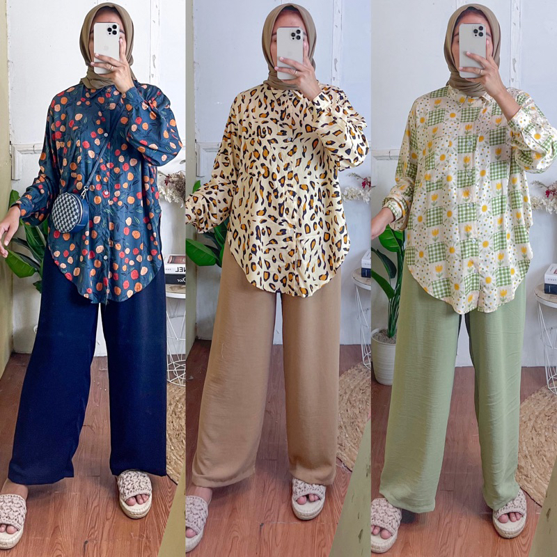 Setelan Wanita Motif Kombinasi / One Set Rayon / Esla Set