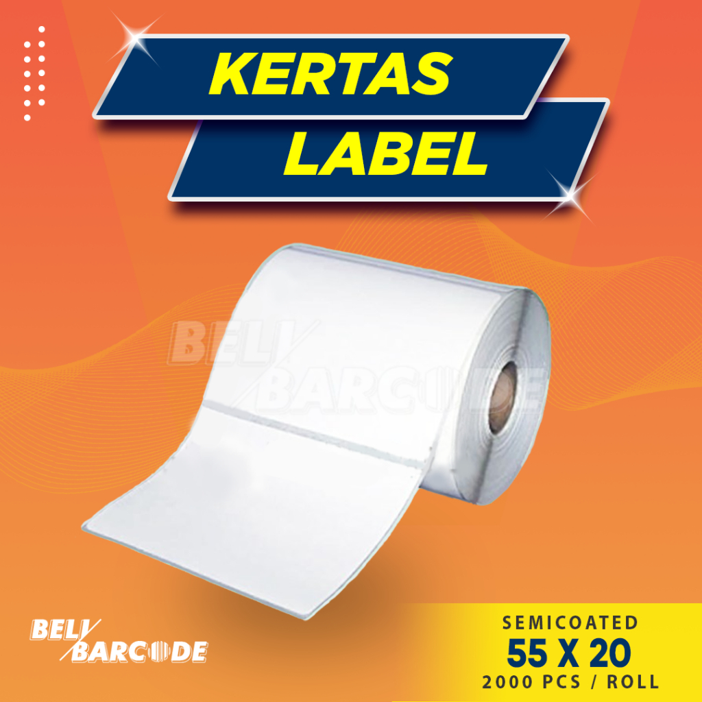 Stiker Label Semicoated 55 x 20 mm 1 Line isi 2.000 Pcs Cetak Resi