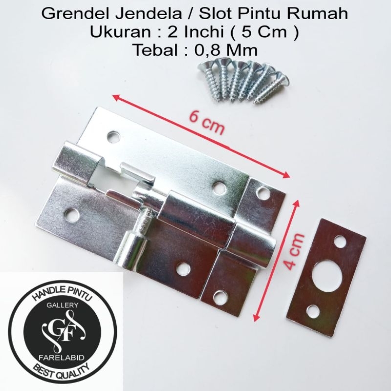 6 Pcs Grendel Plat 2 Inchi Slot Jendela Pintu Rumah 5 Cm