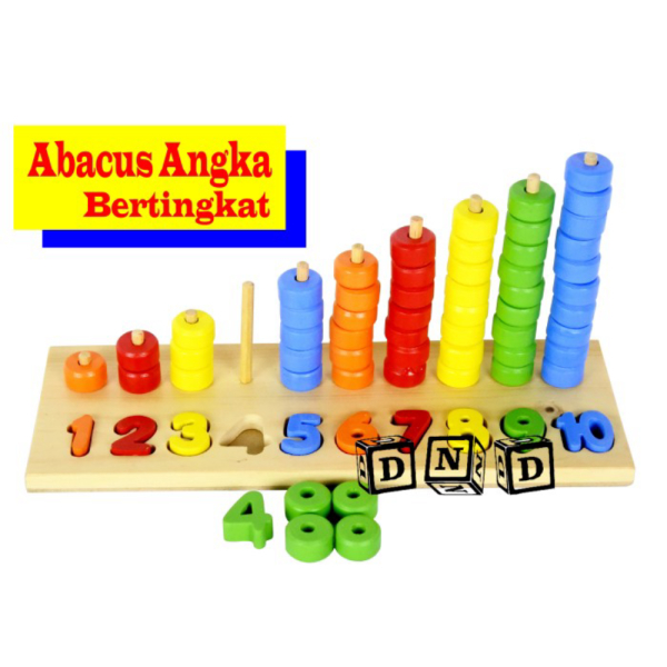 

Promo Mainan Edukasi Anak Wooden Puzzle Kayu Sempoa Angka Bertingkat Hitung Diskon