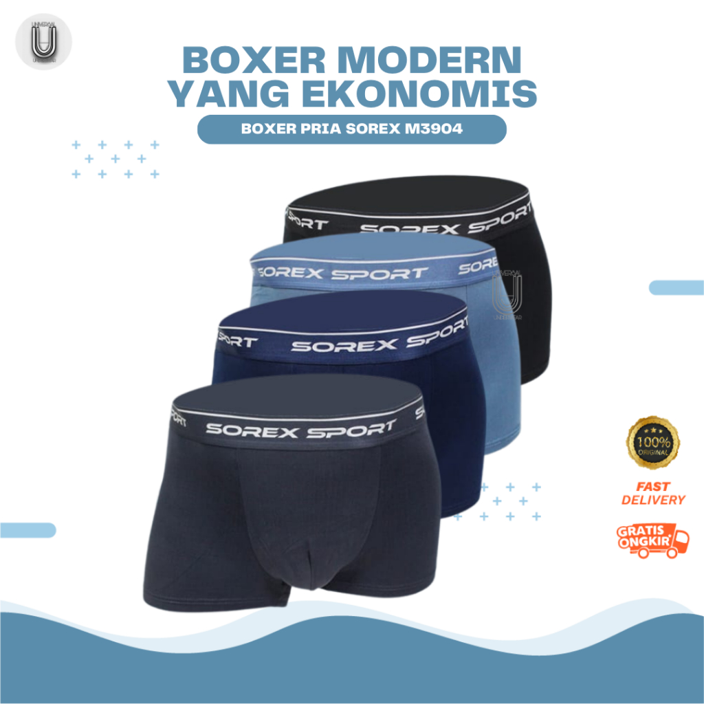 Underwear Celana Dalam Bentuk Boxer Pria Sorex M3904 Bahan Katun Berkualitas By Universalunderwear