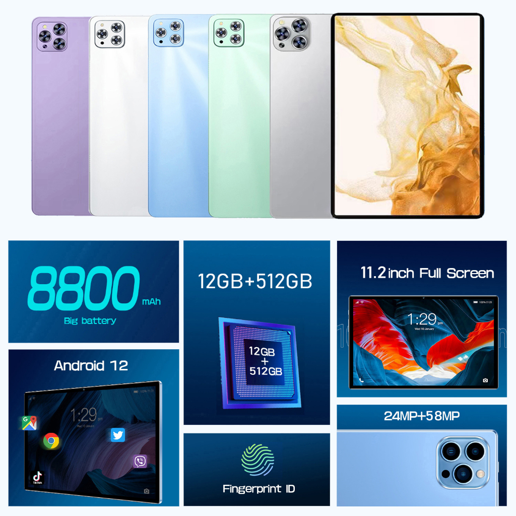 【Bisa COD】Tablet PC Asli Baru Galaxy Tab Pro11 12GB+512GB Tablet Android 11.2inch Layar Full Screen Layar Besar Wifi 5G Dual SIM Tablet Untuk Anak Belajar hp tablet tab advan Tablet Gaming kantor Tablet Murah tablet murah