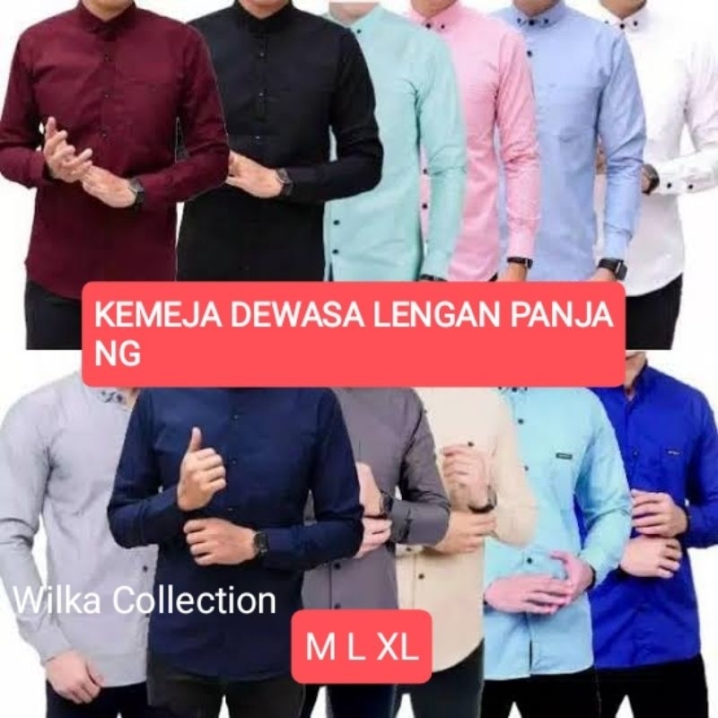 Kemeja dewasa lengan panjang polos kualitas ORIGINAL M L XL XXL XXXL