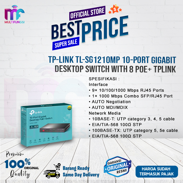 TP-LINK TL-SG1210MP 10-Port Gigabit Desktop Switch With 8-Port TPLINK